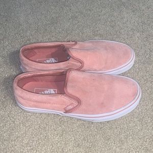 Pink scotch guard protected slip on vans